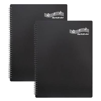 FILE PLUS DO Folder for Musicians, Sheet Music Folder, Band Folder, Writable, Spiral-Bound, US Letter / A4 Size, 30 Sleeves, 60 Pages (Black 2 per Set)