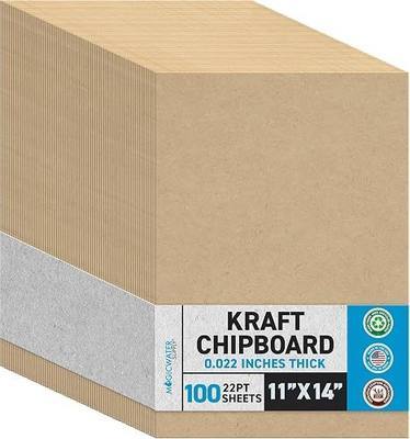 MagicWater Chipboard Sheet for DIY Projects - 11x14 Inch - 100 Pack - 22 pt - Heavy Duty Kraft (0.022 Inch Thick) Paperboard, for Scrapbooking, Books, Picture Frame Backing, Arts Project & Crafts
