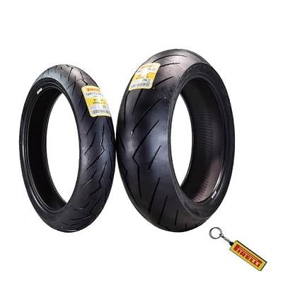 Pirelli Diablo Rosso III 120/70ZR17 Front & 190/55ZR17 Rear Motorcycle Tire Set with Keychain | Complete tire set: 120/70 ZR 17 front, 190/55 ZR 17 rear. High-performance sport tires for road use. Includes keychain.