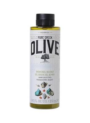 KORRES Pure Greek Olive Shower Gel, Sea Salt, 8.45 Fl Oz | With Cretan Olive Leaf Extract, Active Aloe & Wheat Proteins; foaming olive oil formula, 8.45 Fl Oz.