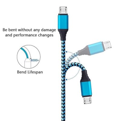 Android Charger Cable, FiveBox 3-Pack 6ft Micro USB Cable Cord Braided Fast Charging Phone Charger for Samsung Galaxy J3 J7 S6 S7 Edge, Tablet, LG stylo 2/3 LG G3 G4 V10 K20 Plus, Blu, Kindle Fire 7 8