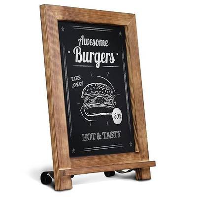 HBCY Creations Rustic Torched Wood Tabletop Chalkboard with Legs/Vintage Wedding Table Sign/Small Kitchen Countertop Memo Board/Antique Wooden Frame (9.5” x 14” Inches) (Torched Brown)
