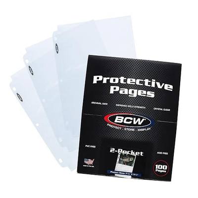 BCW Pro 2-Pocket Photo Protector Sleeves | 100 Count | 5"x7" Photos Sleeves, Cards | Acid-Free, PVC-Free | Archival Quality, Photo Album Pages Protector for 3 Ring Binder | High Clarity Polypropylene