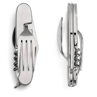 2 Pack Multi-Function 6 in 1 Fork Spoon Opener and Knife Combination for Hiking, Survival, and Camping
