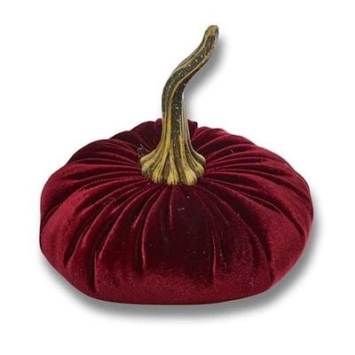 Your Heart's Content Burgundy 6.25 inch Velvet Pumpkin, Modern Rustic Mantle Decor, Entryway Decor, Farmhouse Cozy Home Decor, Table Centerpiece (Burgundy)
