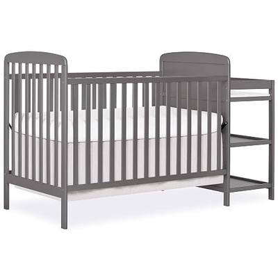 Dream On Me Anna 3-in-1 Convertible Full-Size Baby Crib & Changer with Storage in Steel Grey, GreenGuard Gold & BSA, Pinewood, Converts to Day & Toddler Bed, 3 Mattress Heights, 1″ Changing Pad