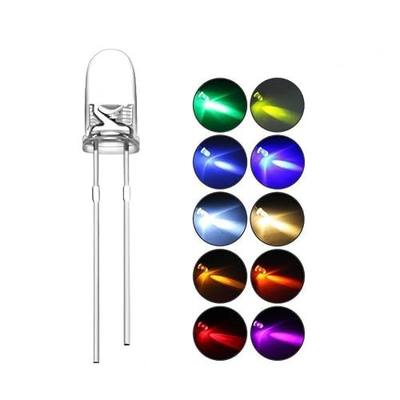 DiCUNO 200pcs 3mm LED Assorted Light Emitting Diodes (10 Colors x 20pcs) | Diffused 2pin Round LED Diode Kit Box (Transparent Lens), UV White Red Yellow Green Blue Warm White Pink Orange Chartreuse