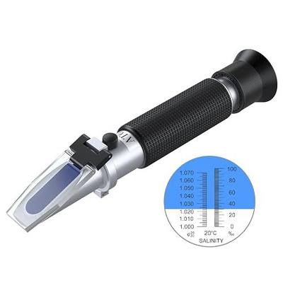AUTOUTLET Refractometer Saltwater Aquarium for Seawater,Pool,Tank,Testing,Marine Fishkeeping, 0-100PPT & 1.000-1.070 Salinity Tester with ATC Function Hydrometer Specific Gravity Salinity Meter Kit