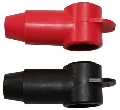 (Red & Black) 3/8" Stud Terminal Cover - Electrical Battery Connection Insulator (2 Pack)