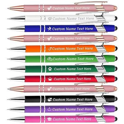 Amlion Custom Pens Personalized Bulk, Customized Ballpoint Pens with Stylus Name Message Logo Engraved, Gift for Christmas, Wedding, Business, Graduation-12,24,48,96 PCS, Black Ink