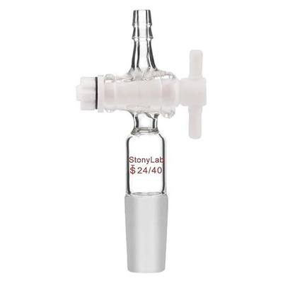 StonyLab Vacuum Flow Control Adapter with PTFE Stopcock, 24/40 Joint and Straight Hose Connection for Lab Supply