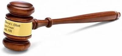Executive Gift Shoppe | The Judge Personalized Wooden Gavel with Gold Band