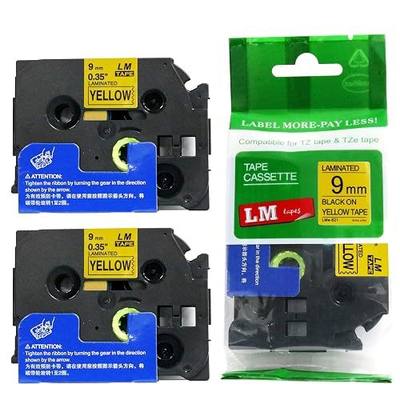 2/Pack LM Tapes - LMe621 Premium 3/8" Black Print on Yellow Label Compatible with P-Touch TZe621 Tape and Includes Tape Color/Size Guide. Replaces Ptouch TZ621 9mm 0.35 Laminated.