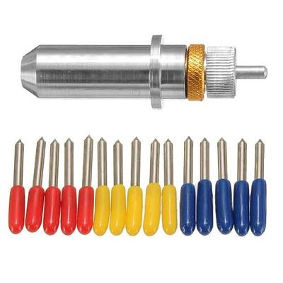 Emile 15pcs Roland Engraving Knives 30° /45° /60° (Yellow 30°, red 45°, Blue 60°)+1 Knife Block,Blades for Vinyl Cutting Plotter Cutter