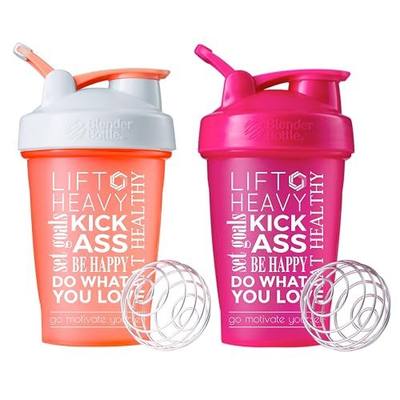 Do What You Love Word Mesh on BlenderBottle brand Classic shaker cup, 20oz Capacity, Includes BlenderBall whisk (Coral and Pink 2pk - 20oz)…