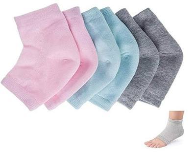 6Pcs Hydrating Gel Heel Socks for Dry Cracked Heels,One Size,Reusable Spa | Moisturizing Cotton Rich Stretch Fabric,Open Toe Breathable Design,Gel Lining with Oils Vitamin E,Overnight Heel Care,3 Pairs