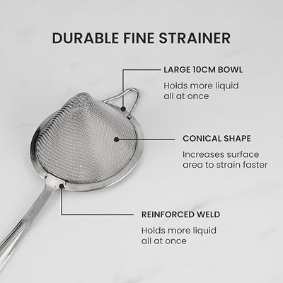 A Bar Above Cocktail Strainer Set, 3 Piece Bundle, Ergonomic and Rust Proof | Hawthorne, Julep, and Fine Mesh Sieve Included, Stainless Steel, Home Bartender Kit, Professional Bar Tools, Party Must Have