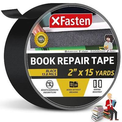 XFasten Book Binding Repair Tape, Black, 2-Inch by 15-Yard, Cloth Library Book Hinging Repair Tape, Acid Free and Archival Safe