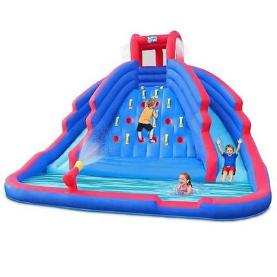 Sunny & Fun Ultra Climber Inflatable Water Slide Park – Heavy-Duty for Outdoor Fun - Climbing Wall, Two Slides & Splash Pool – Easy to Set Up & Inflate with Included Air Pump & Carrying Case | Heavy-Duty Oxford Blow-Up Water Park for Kids Backyard | Climbing Wall, Splash Pool, Air Blower & Bag | Eas