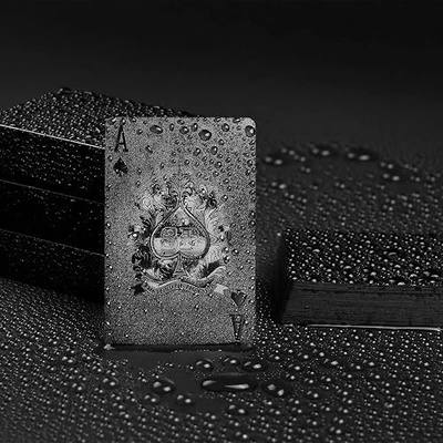 Joyoldelf Cool Black Foil Poker Playing Cards, Waterproof Deck of Cards with Gift Box, Use for Party and Game