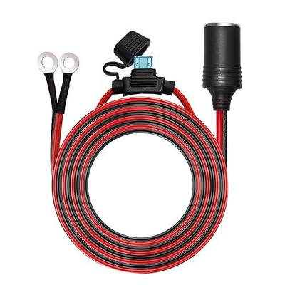 Chanzon 12V / 24V Power Supply Car Plug Outlet - 6FT/3FT UL 16AWG Cable with 15A Fuse - Heavy Duty DC Cigarette Lighter Female Socket Extension with Perforated Terminal Direct Battery Type