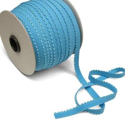 5 Yards of LYRA 11 Picot-Edge Plush Lingerie Elastic, Cyan Blue, Made in Italy