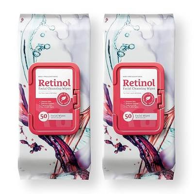 Body Prescription Makeup Cleansing Wipes - Gentle and Effective Face Wipes, 50 Count (Pack of 2), Retinol