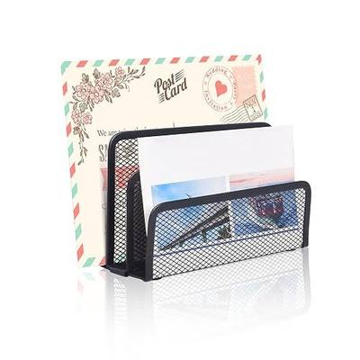 wishacc Desk Mail Organizer Small File Holders Letter Metal Mesh Document/Filing/Folders/Paper Organizer for Desktop