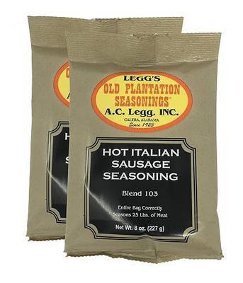 A.C. Legg, Inc. Hot Italian Sausage Seasoning, 8 oz (2 Pack), Seasons up to 50 lbs, For Pork, Beef, Chicken & Wild Game