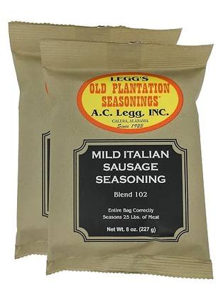 A.C. Legg, Inc. Mild Italian Sausage Seasoning, 8 oz (2 Pack), Seasons up to 50 lbs, For Pork, Beef, Chicken & Wild Game