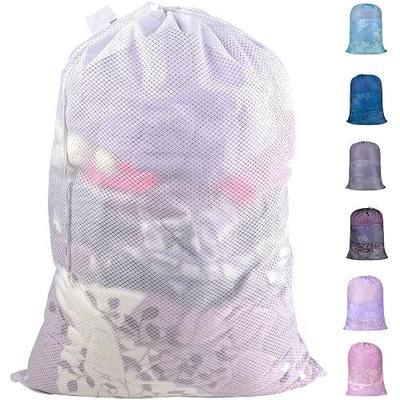 Polecasa Heavy Duty Diamond Mesh Laundry Bag, 24x36", White | Drawstring & ID Tag, Machine Washable, Commercial Grade, , For College Dorms, Travel, Sports Equipment