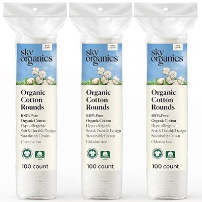 Sky Organics Organic Cotton Rounds for Sensitive Skin, 100% Pure GOTS Certified Organic for Beauty & Personal Care, 300 ct.