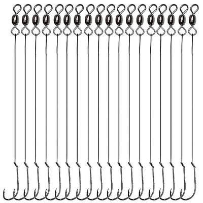 Fishing Hook Wire Leader Rigs, 18pcs Stainless Steel Fishing Leader Rigs Snells Trace with Crane Swivels, Fising Hooks Steel Fishing Rigs for Saltwater Freshwater