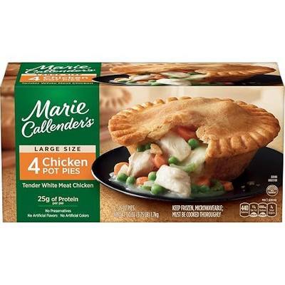 Marie Callender's Chicken Pot Pie, Microwave Meal With White Meat Chicken in a Flaky Crust, Frozen Meal, 60 OZ, 4 Pack