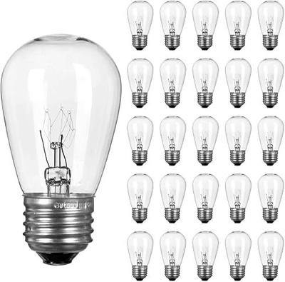 26 Pack S14 Incandescent Light Bulbs, Glass, 11W 2700K, Warm White | Waterproof, Dimmable E26 Edison Bulbs for Indoor Outdoor String Lights, Patio Lighting & Replacement Bulbs, UL Listed