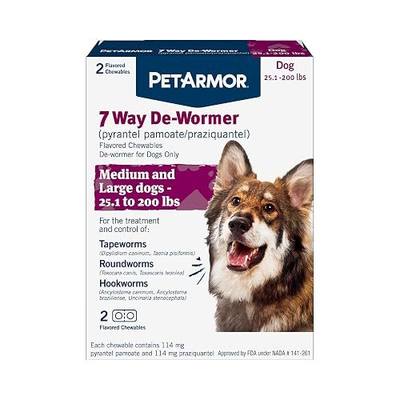 PetArmor 7 Way De-Wormer for Dogs, Oral Treatment for Tapeworm, Roundworm & Hookworm in Large Dogs & Puppies (Over 25 lbs), Worm Remover, Puppy Dewormer (Praziquantel & Pyrantel Pamoate), 2 Chewables
