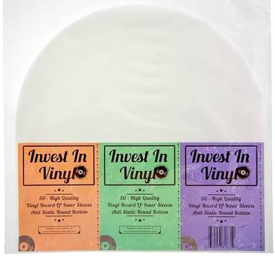 50 LP Inner Sleeves Anti Static Round Bottom 33 RPM 12" Vinyl Record Sleeves Provide Your LP Collection with The Proper Protection - Invest In Vinyl