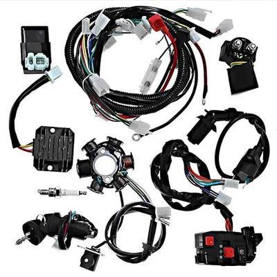 Hoypeyfiy Complete Electric Wiring Harness Wire Magneto Stator for GY6 150cc Performance Parts 4-Stroke Engine 125cc 150cc Pit Bike Scooter ATV Quad