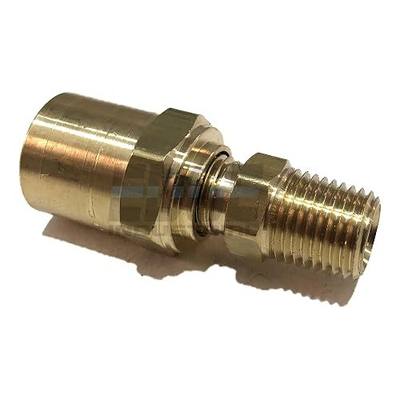 Brass Reusable Fitting Adapter 1/4" NPTF Male X 3/8" Hose ID X 5/8" Hose OD (Qty 01)