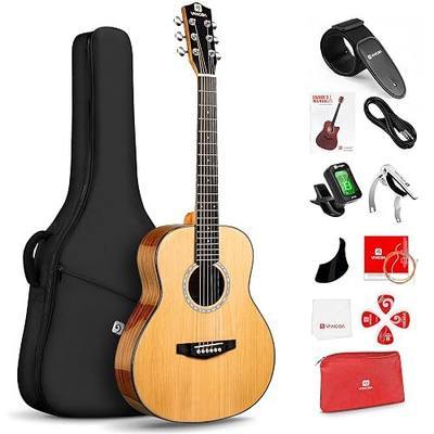 Vangoa 3/4 Acoustic Guitar Kit, 36 Inch Acustica Guitarra Dreadnought Bundle for Beginner Adult Youth Travel With Steel String Spruce Wood Gig Bag Tuner Pickguard, Right Hand
