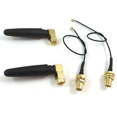 2.4ghz 2.4G WiFi Antenna 2dbi SMA Male (Pin) Connector Network Aerial with Mini PCI U.FL to SMA Female WiFi Pigtail RF1.13 Cable 15cm(Pack of 2)