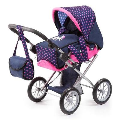Bayer City Star Doll Stroller, 2-in-1 Baby Pram & Jogger for 18 inch Dolls | Convertible carriage with matching shoulder bag and shopping basket. Adjustable handle 12-25 inches grows with your child