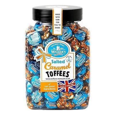 Walkers Nonsuch Salted Caramel Toffees Jar 1.25kg (44.09 Oz) – Traditional British Candy – Sweet and Salty Caramel Toffee Individually Wrapped – Imported UK Gourmet Milk & Butter Candy Gift Pack