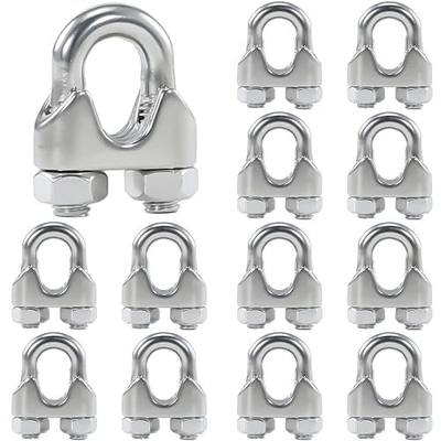12Pcs M6 1/4 Inches Stainless Steel Wire Rope Cable Clip Clamp