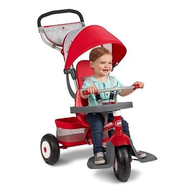 Radio Flyer Ultimate All-Terrain Stroll ’N Trike, Ages 1-5, UV Canopy | Stroller Tricycle for Toddlers, Convertible 4-in-1 Tricycle, All-Terrain Tires, Parent Push Handle, Accessories