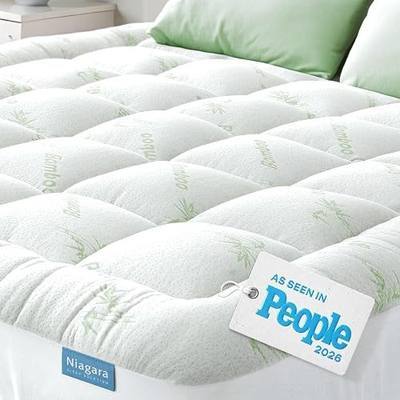 Niagara Sleep Solution Ultra Soft Queen Size Mattress Topper - Rayon Derived from Bamboo Pillow Top Mattress Pad for Back Pain Relief - Naturally Cooling for Hot Sleepers, Green