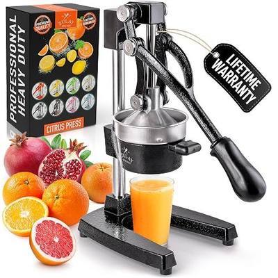 Zulay Kitchen Cast Iron Juicer - Heavy Duty Manual Juicer with Detachable Strainers for Easy Cleaning, Orange Juice Press for Citrus Fruits, Perfect for Bartenders, Juice Lovers & Health Enthusiasts