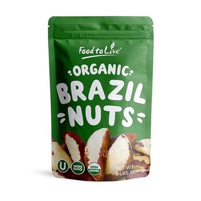 Food to Live - Organic Brazil Nuts, 2 Pounds – Non-GMO, Raw, Whole, No Shell, Unsalted, Kosher, Vegan, Keto, Paleo Friendly, Bulk, Rich in Selenium