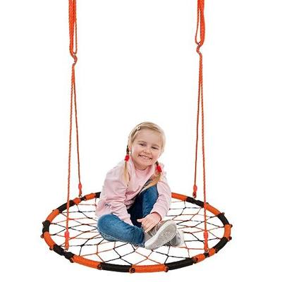 Orange Monkey Nest Swing | Saucer Swing For Kids Provides Endless Hours Of Awesome Fun | 40 Inch Tree Swing Holds 440 Pounds | Kids Swing Has Steel Frame & Adjustable Support Ropes | Web Swing