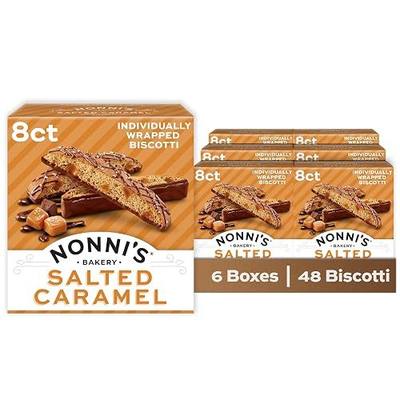 Nonni's Salted Caramel Biscotti, Individually Wrapped Italian Cookie Snacks, 48 Total Servings (Pack of 6)